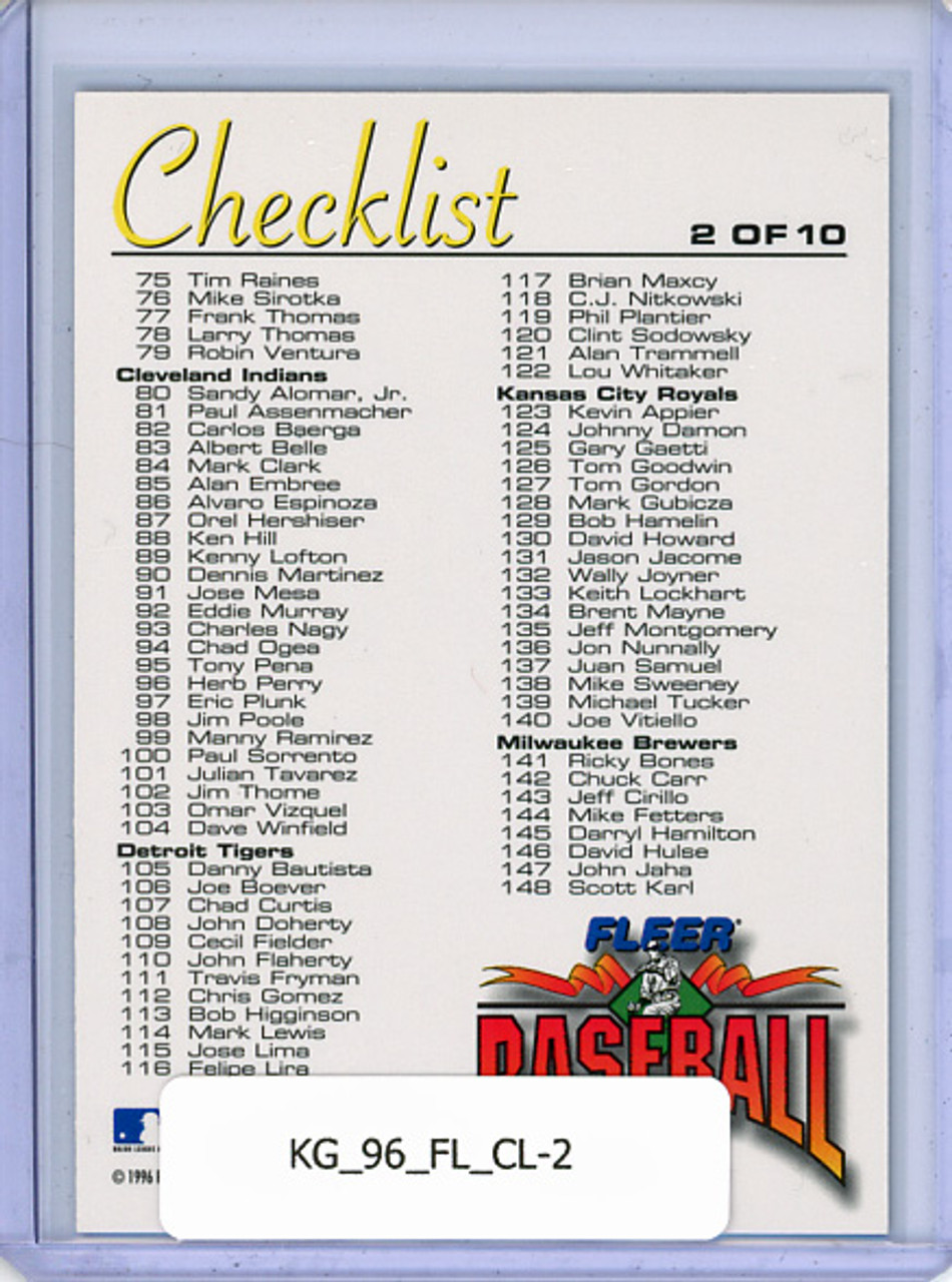 Ken Griffey Jr. 1996 Fleer, Checklists #2