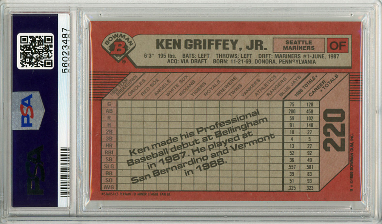 Ken Griffey Jr. 1989 Bowman #220 PSA 8 Near Mint-Mint (#56023487)