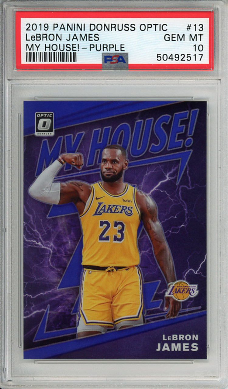 LeBron James 2019-20 Donruss Optic, My House #13 Purple PSA 10 Gem Mint (#50492517)