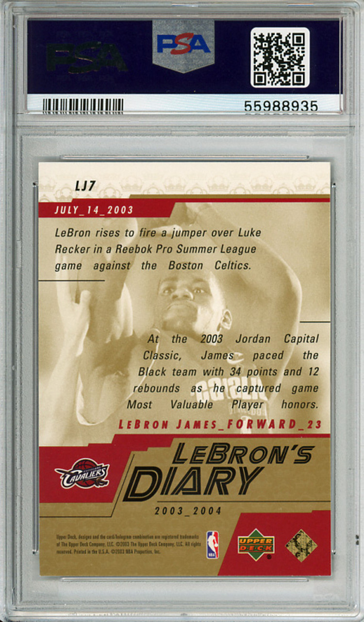 LeBron James 2003-04 Upper Deck LeBron's Diary #LJ7 PSA 9 Mint (#55988935)