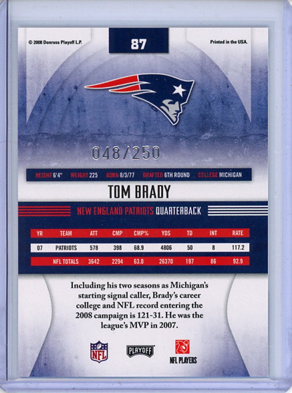 Tom Brady 2008 Playoff Absolute #87 Spectrum Blue Retail (#048/250)