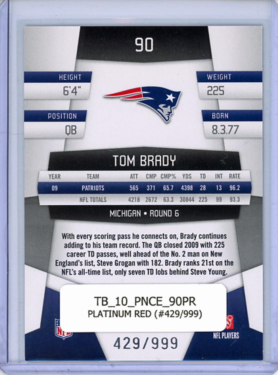 Tom Brady 2010 Certified #90 Platinum Red (#429/999)