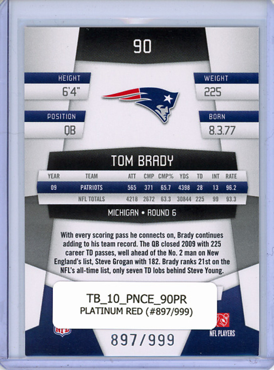 Tom Brady 2010 Certified #90 Platinum Red (#897/999)