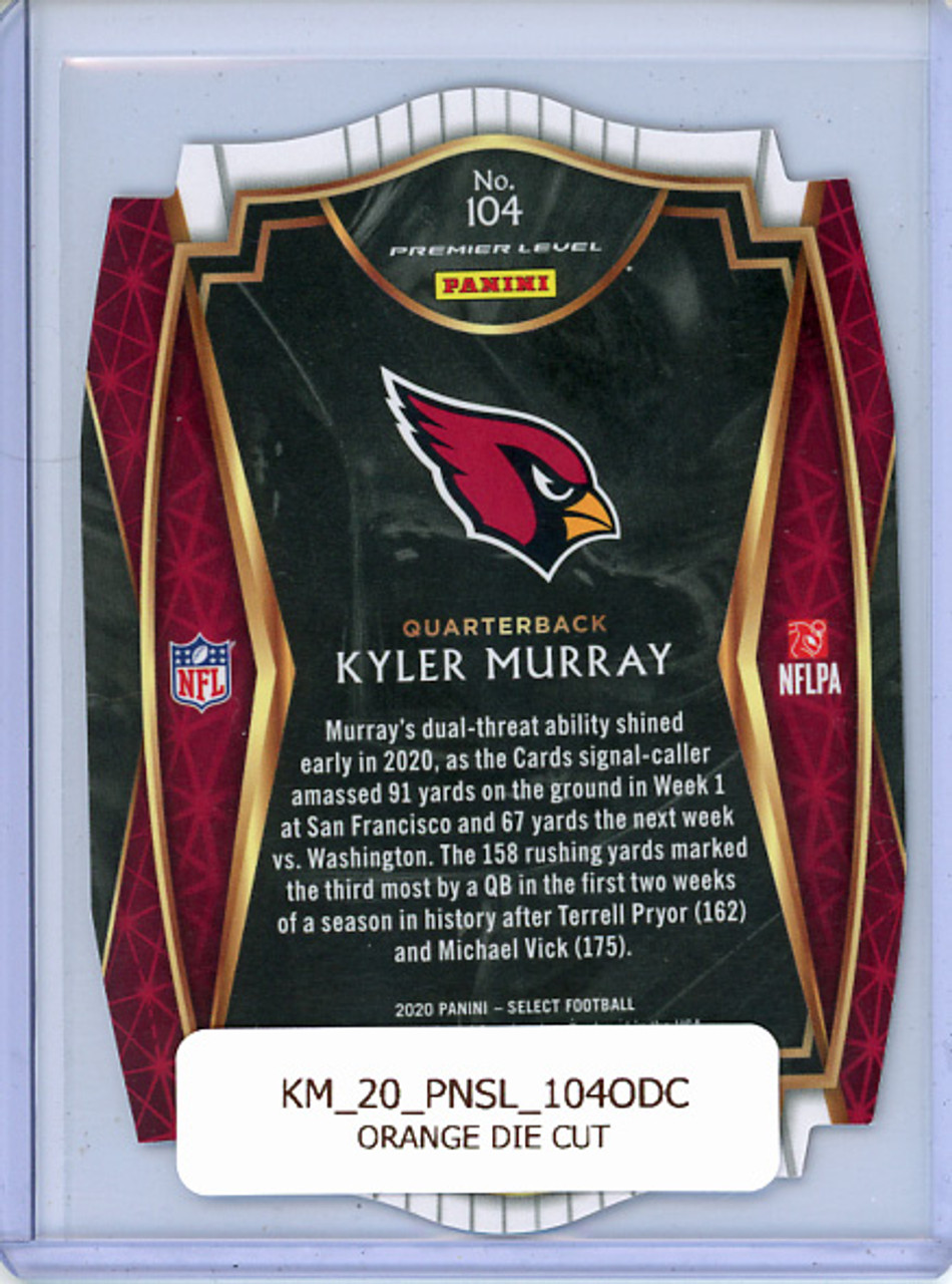 Kyler Murray 2020 Select #104 Premier Level Orange Die Cut