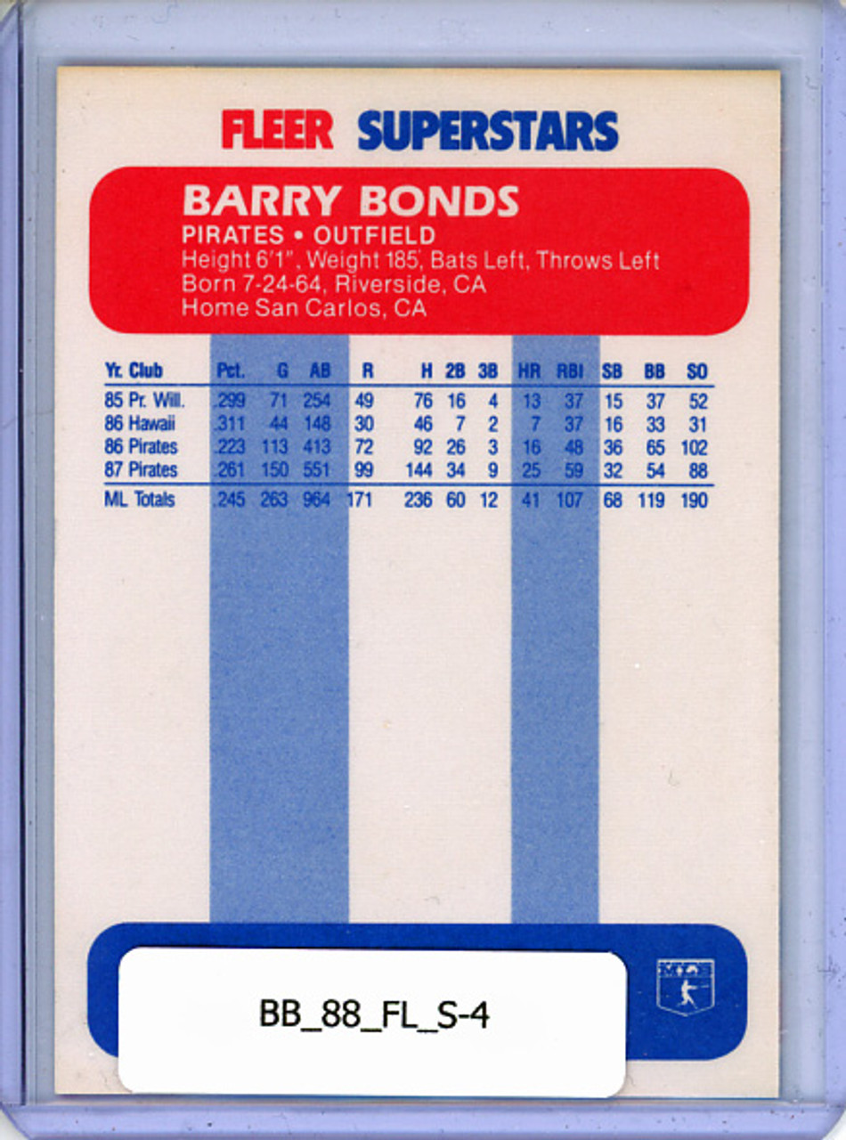 Barry Bonds 1988 Fleer, Superstars #4