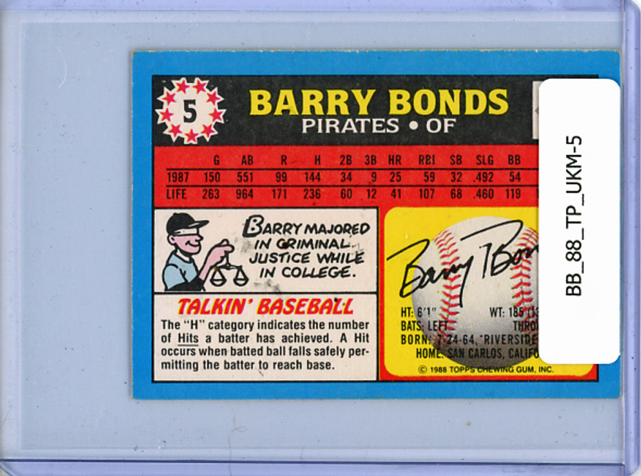 Barry Bonds 1988 Topps, UK Minis #5