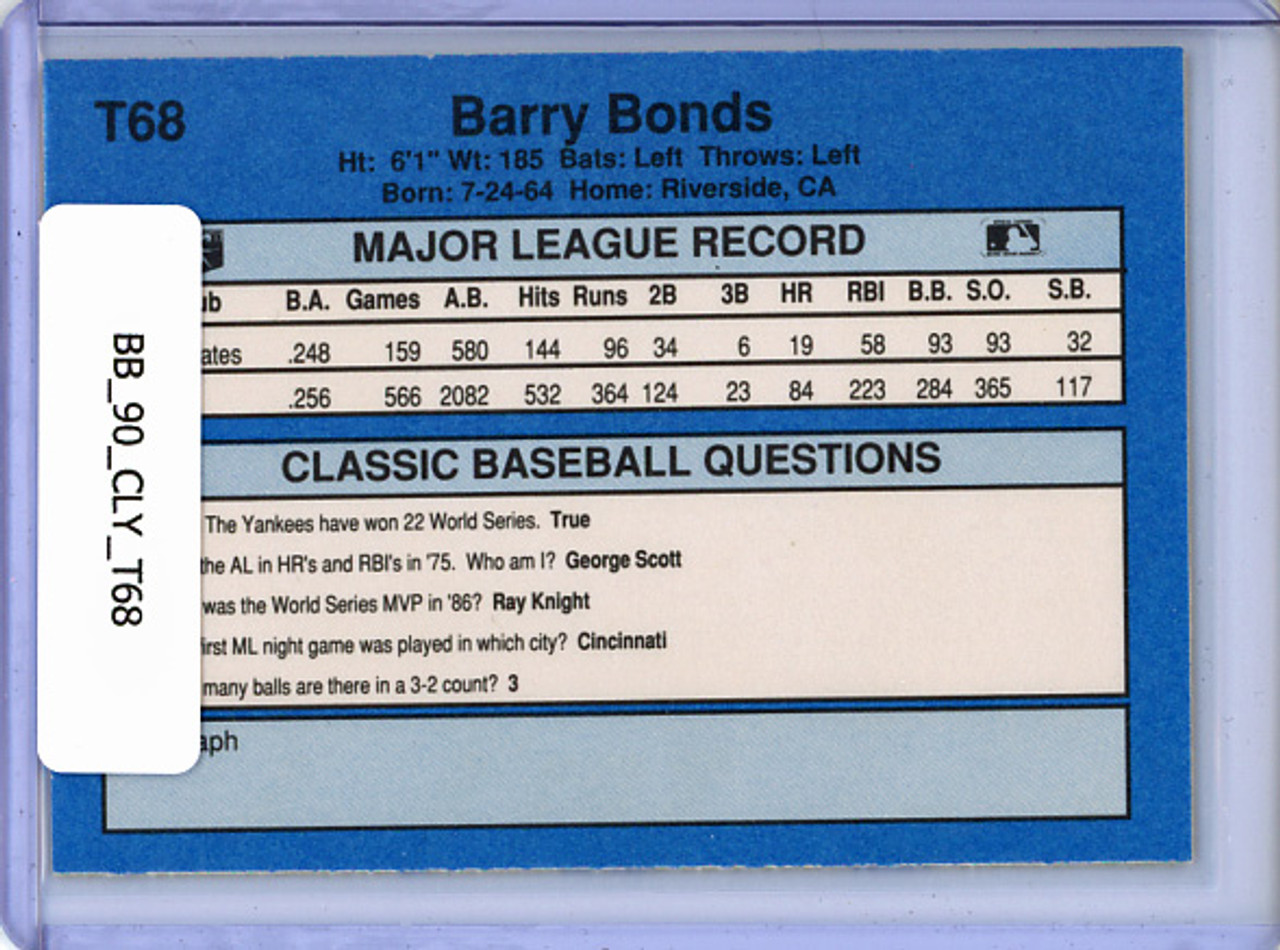 Barry Bonds 1990 Classic Yellow #T68