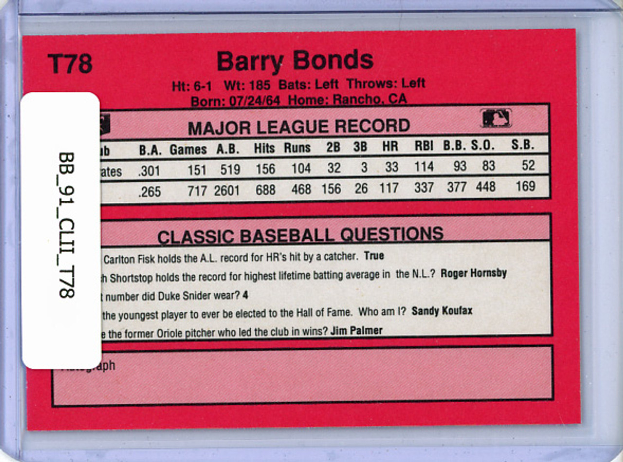 Barry Bonds 1991 Classic II #T78