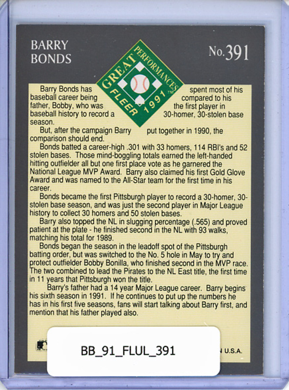 Barry Bonds 1991 Ultra #391 Great Performances