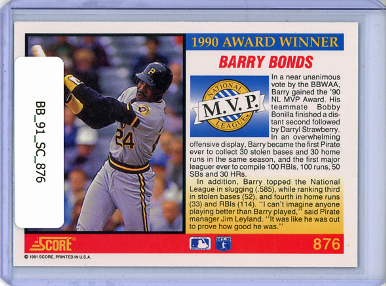 Barry Bonds 1991 Score #876 NL MVP