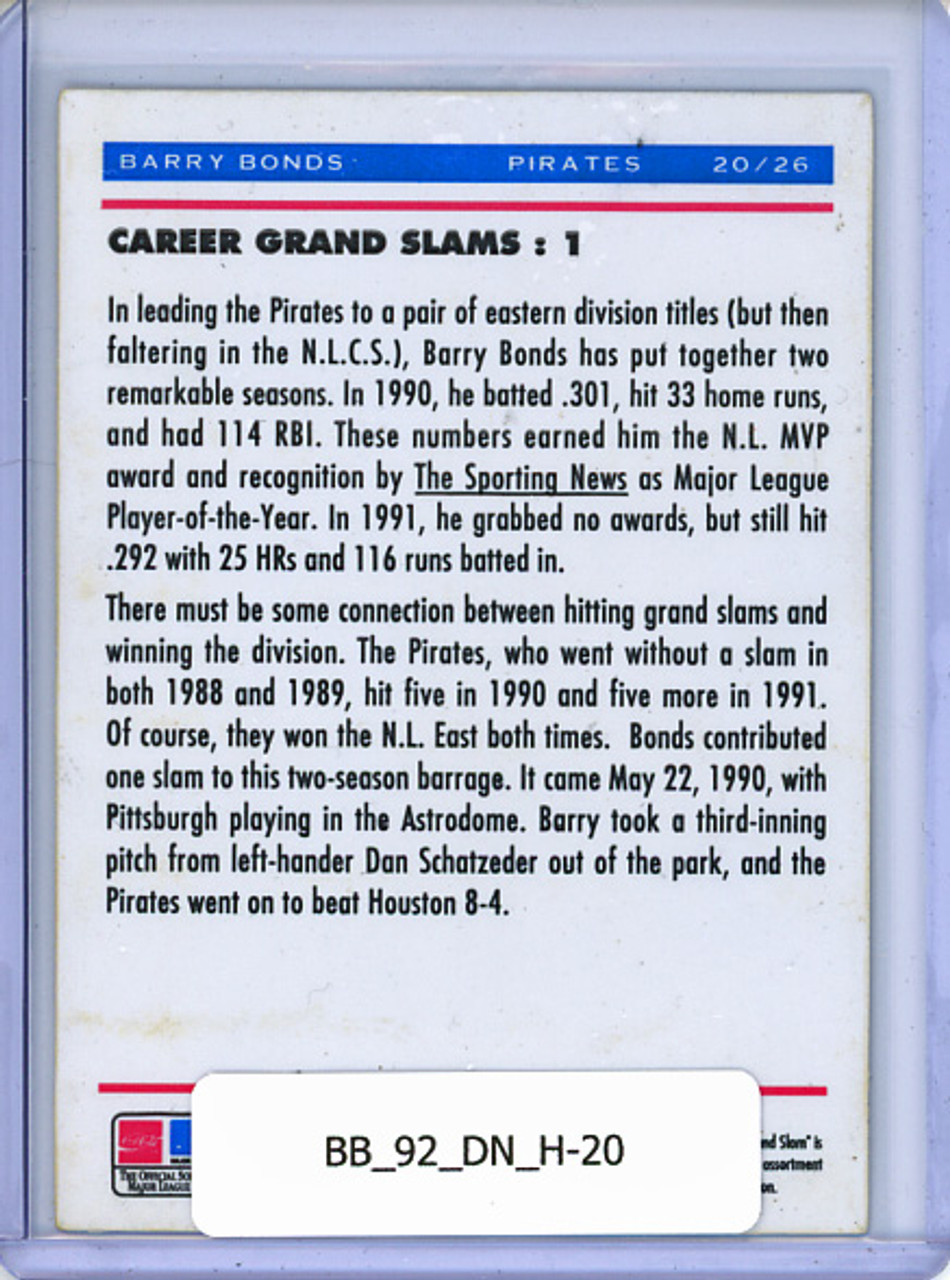 Barry Bonds 1992 Denny's, Holograms #20