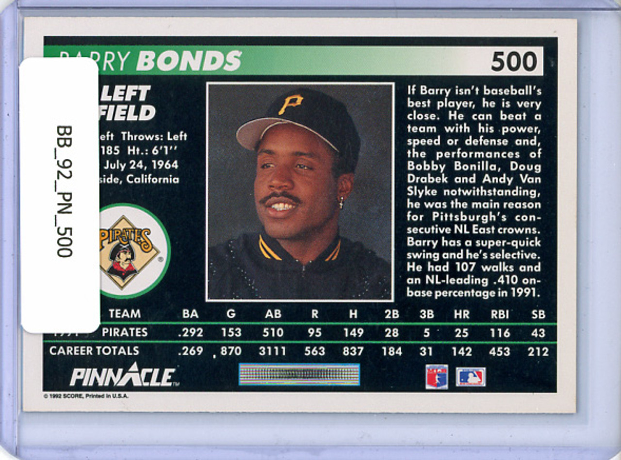 Barry Bonds 1992 Pinnacle #500