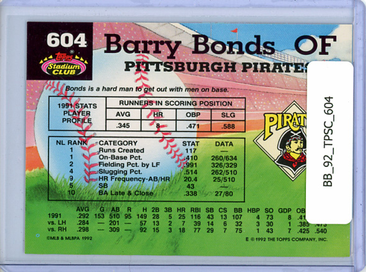 Barry Bonds 1992 Stadium Club #604 Member's Choice