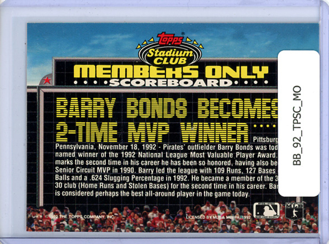 Barry Bonds 1992 Stadium Club, Member's Only