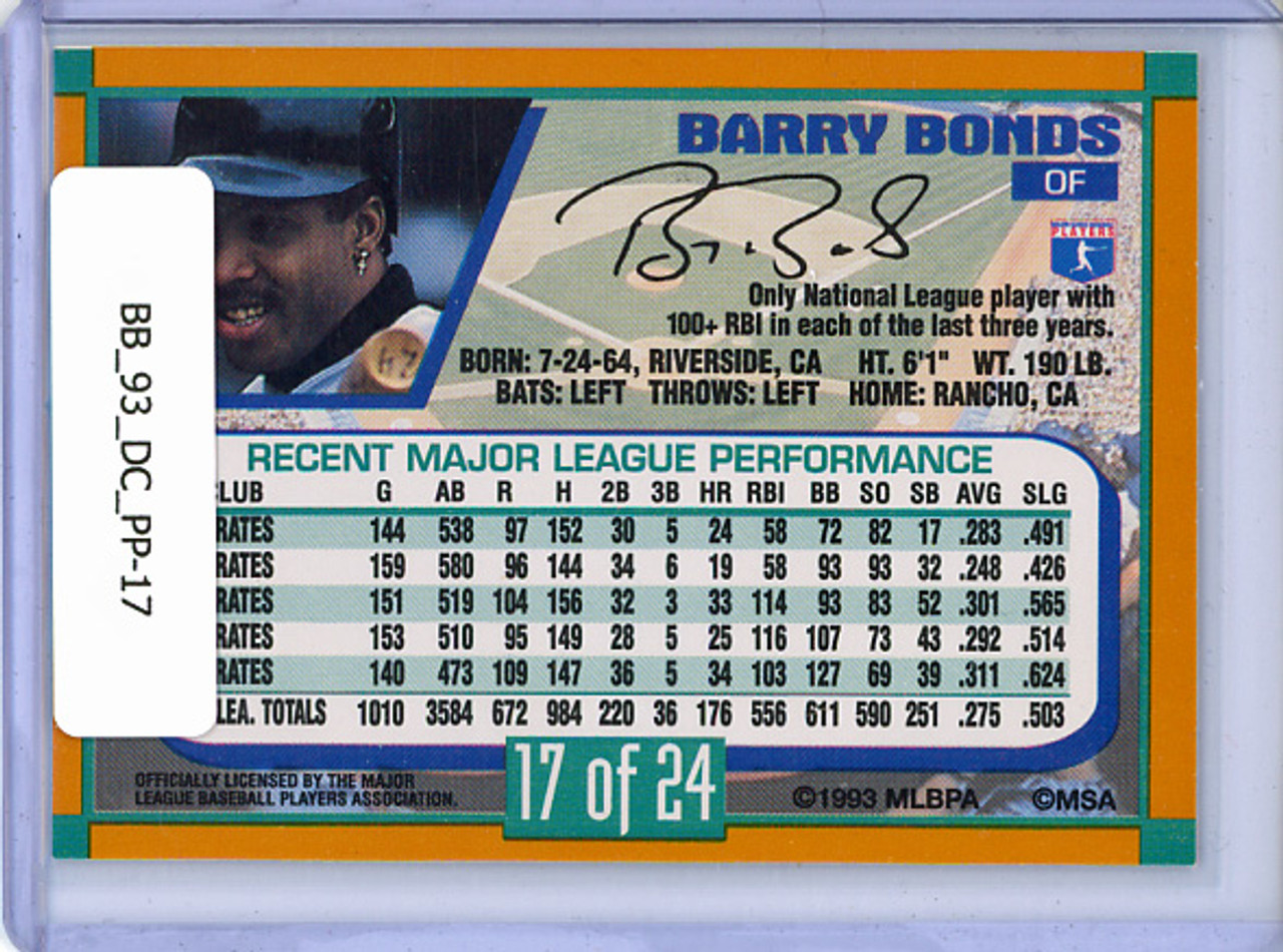 Barry Bonds 1993 Duracell, Power Players #17