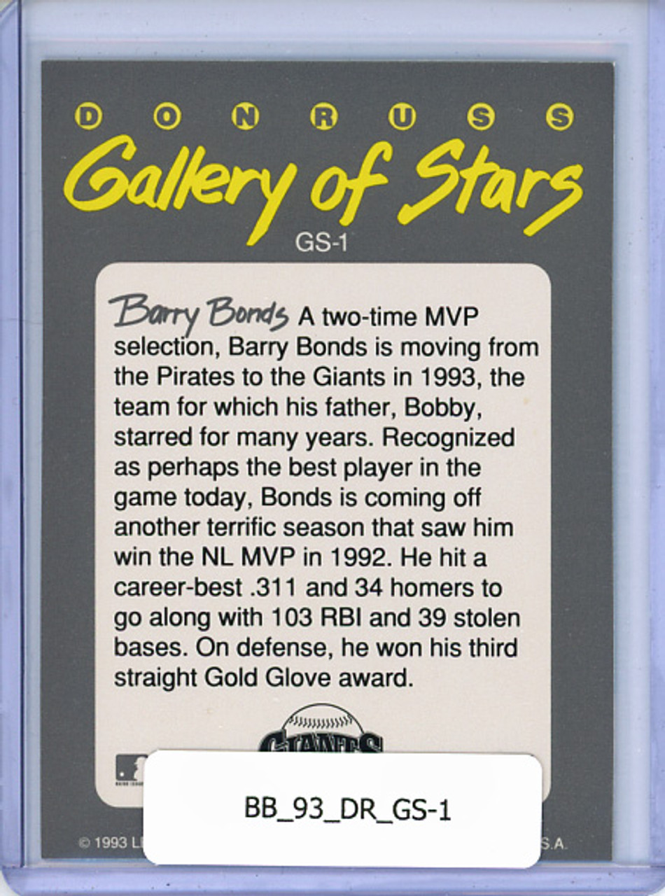 Barry Bonds 1993 Donruss, Gallery of Stars #GS-1