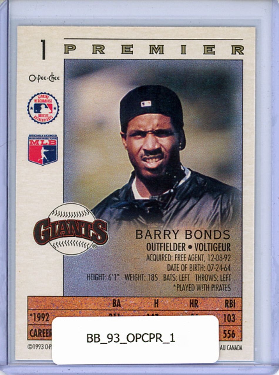 Barry Bonds 1993 O-Pee-Chee Premier #1