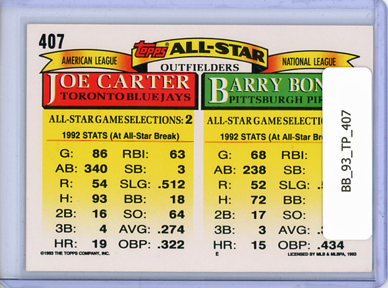 Barry Bonds, Joe Carter 1993 Topps #407 All-Star