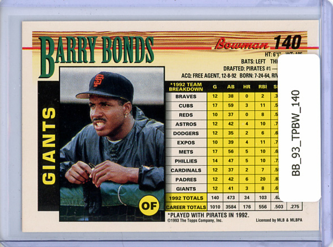 Barry Bonds 1993 Bowman #140