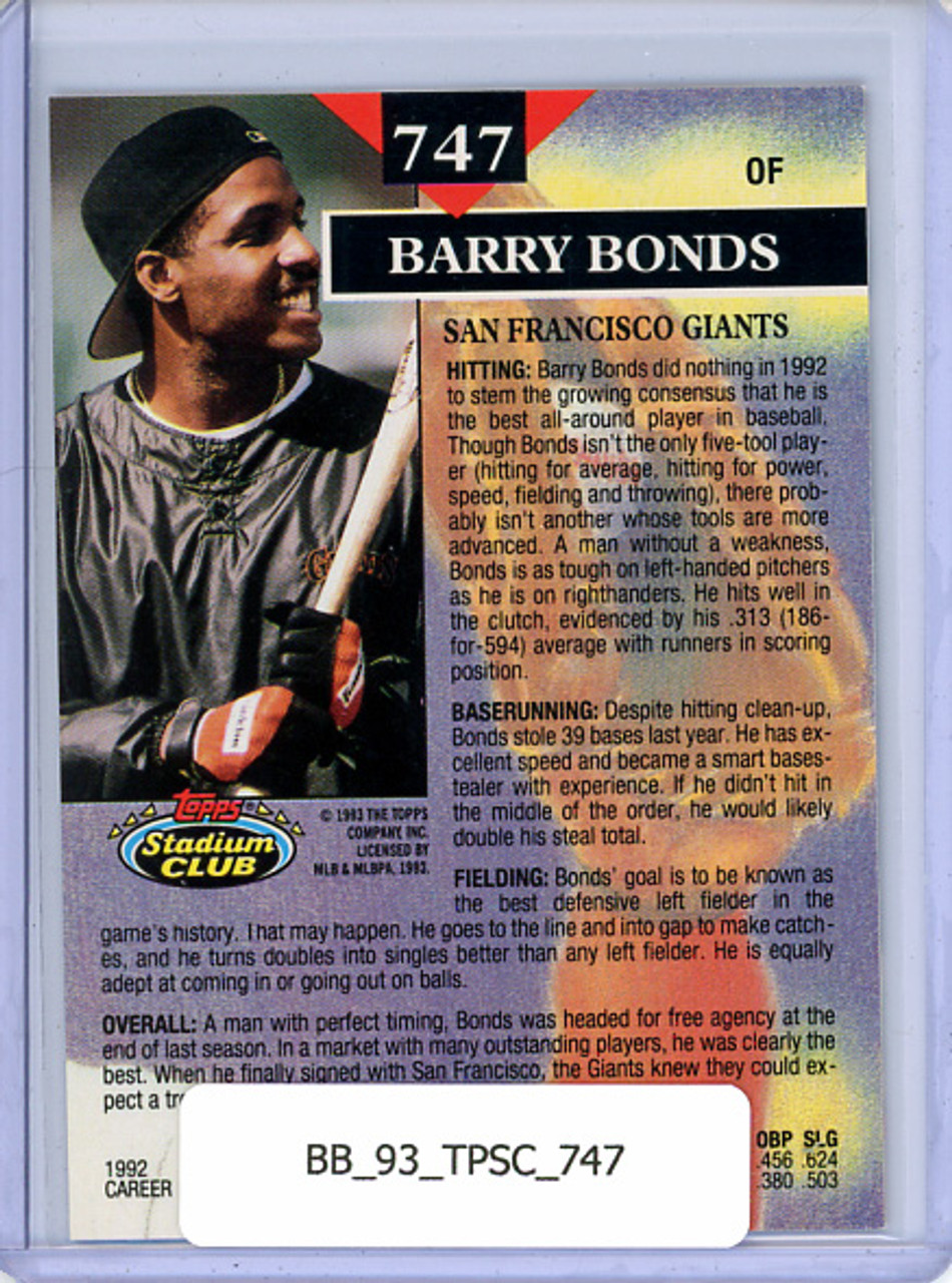 Barry Bonds 1993 Stadium Club #747 Member's Choice