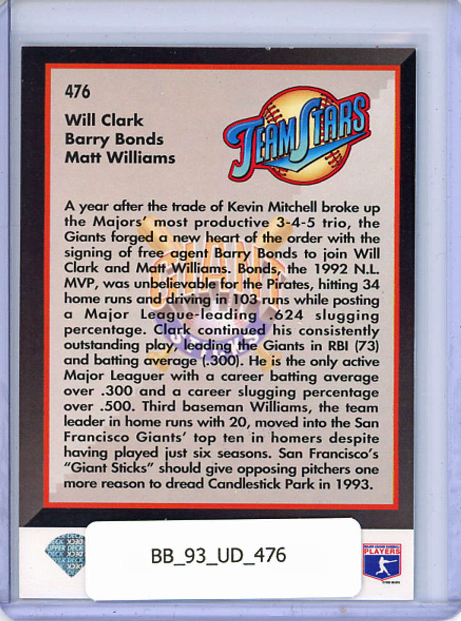 Barry Bonds, Matt Williams, Will Clark 1993 Upper Deck #476