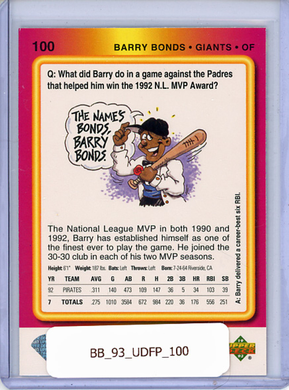 Barry Bonds 1993 Upper Deck Fun Pack #100