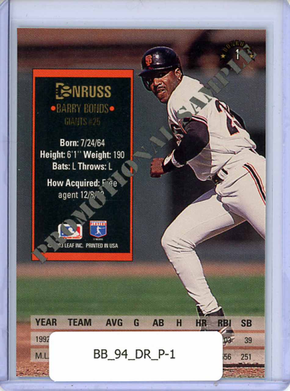 Barry Bonds 1994 Donruss, Promos #1