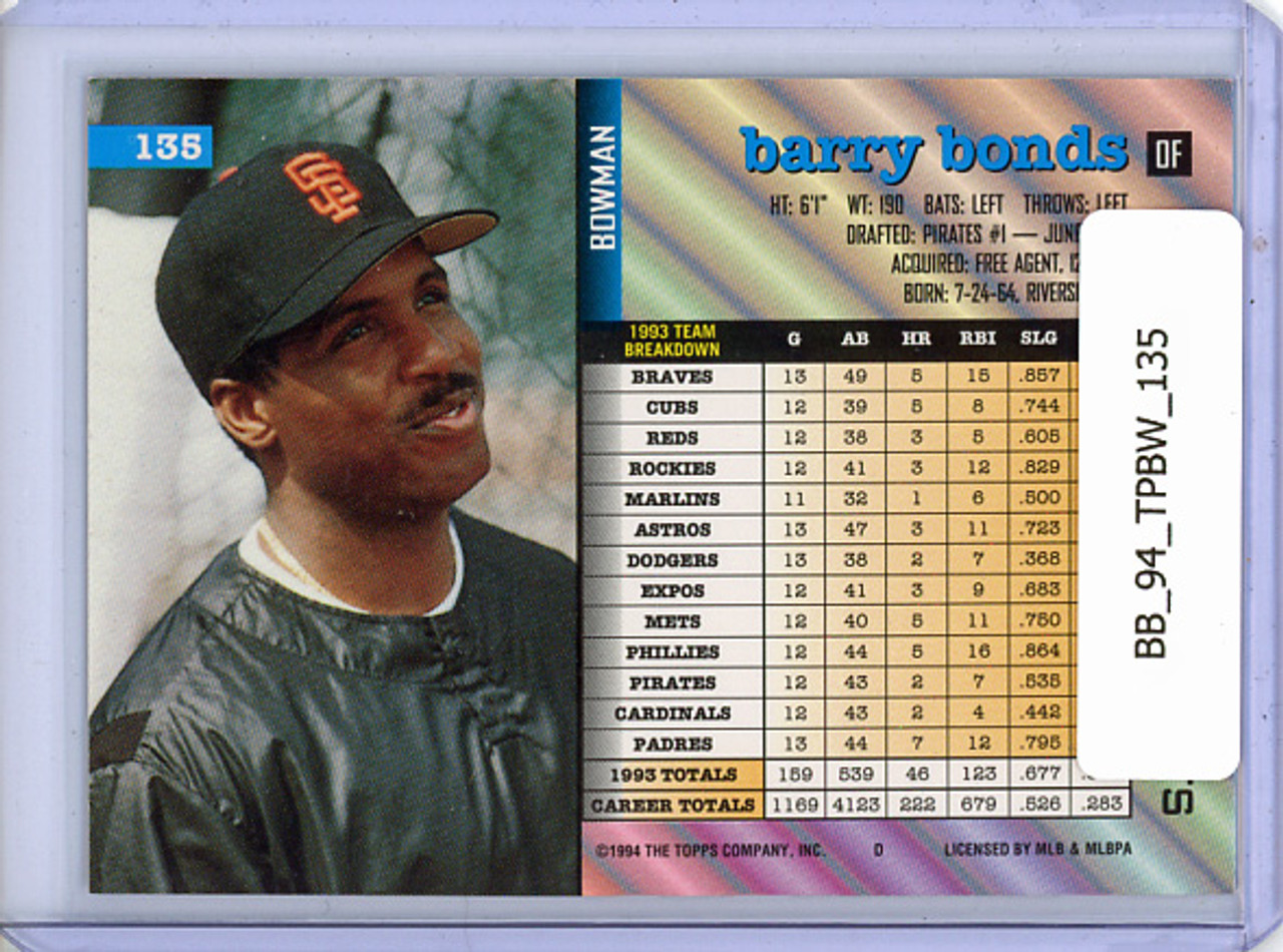 Barry Bonds 1994 Bowman #135