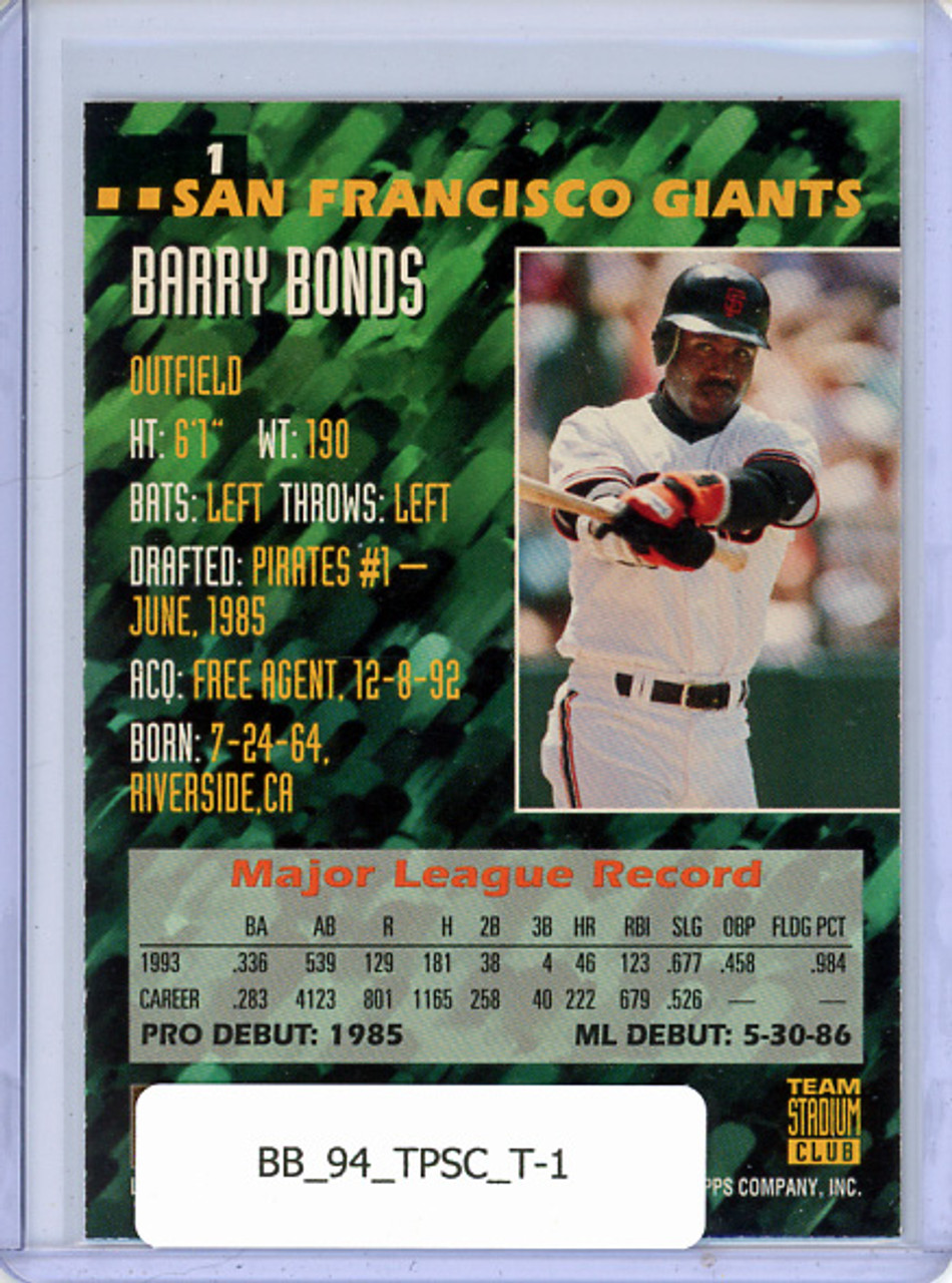 Barry Bonds 1994 Stadium Club, Team #1