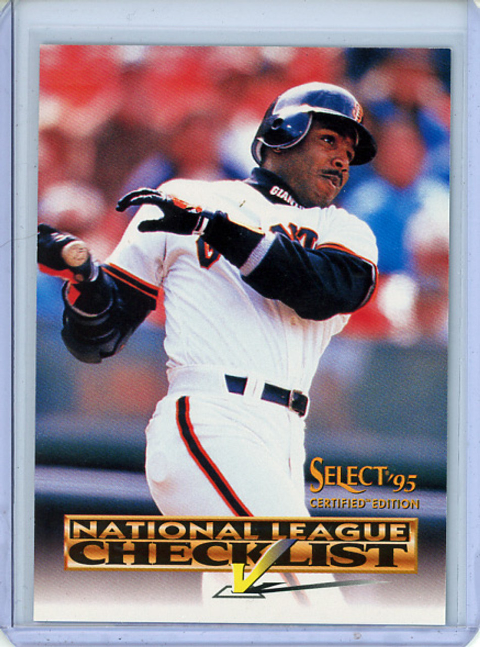 Barry Bonds 1995 Select Certified, Checklists #6