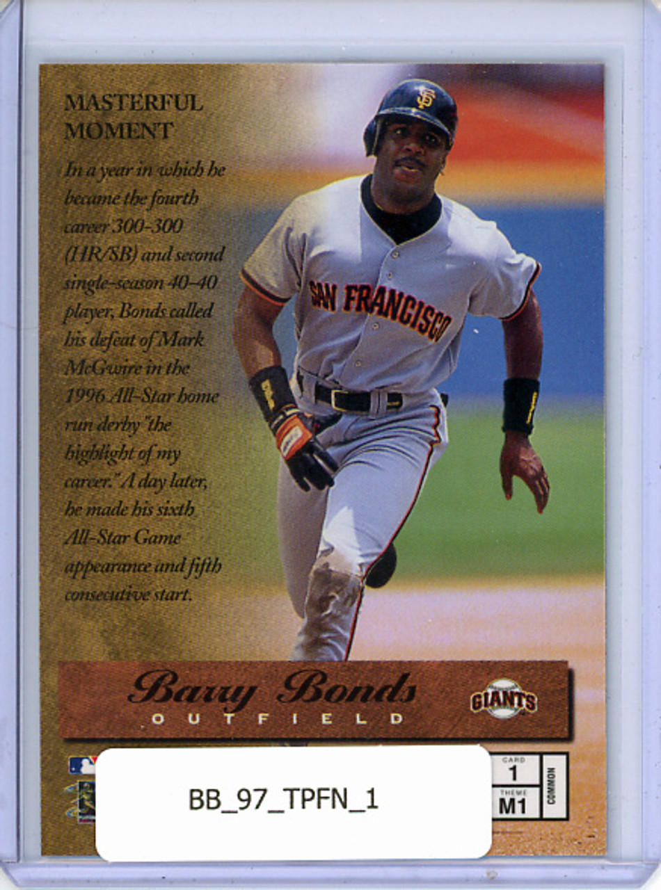 Barry Bonds 1997 Finest #1 Masters with Coating