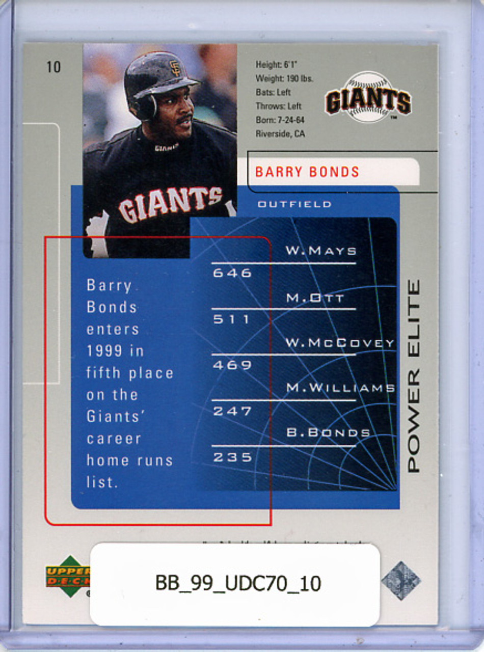 Barry Bonds 1999 UD Challengers for 70 #10 Power Elite