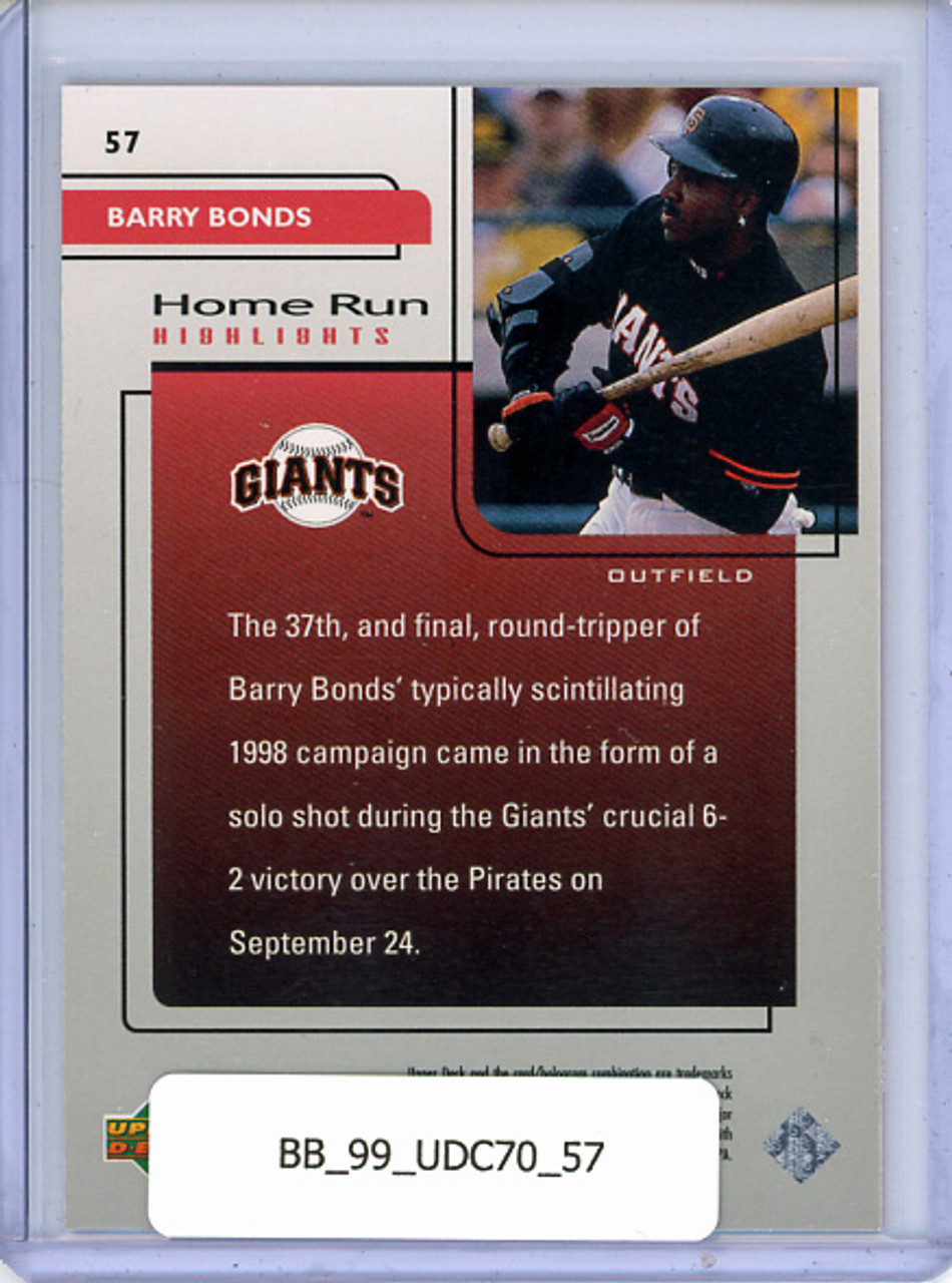 Barry Bonds 1999 UD Challengers for 70 #57 Home Run Highlights