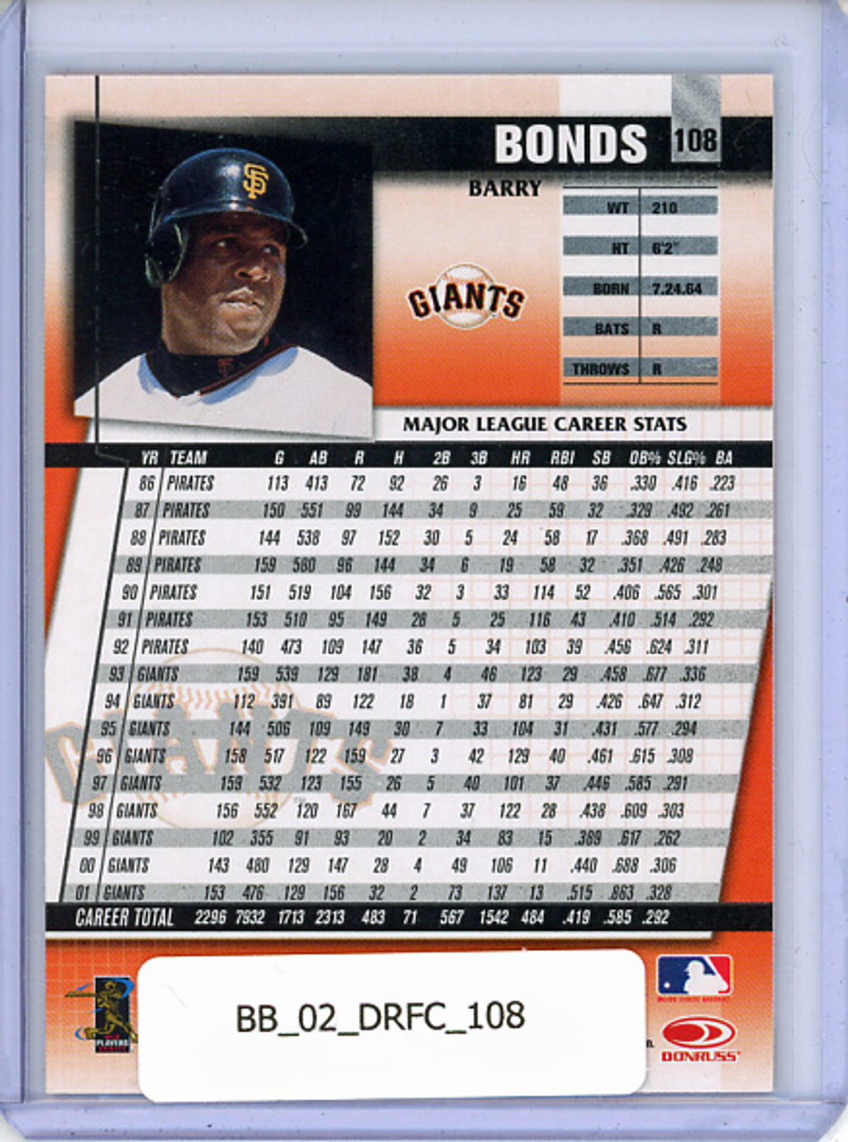 Barry Bonds 2002 Donruss Fan Club #108