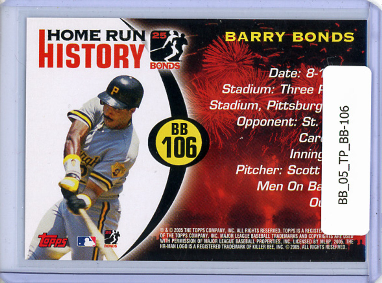 Barry Bonds 2005 Topps, Home Run History #BB106 HR 106