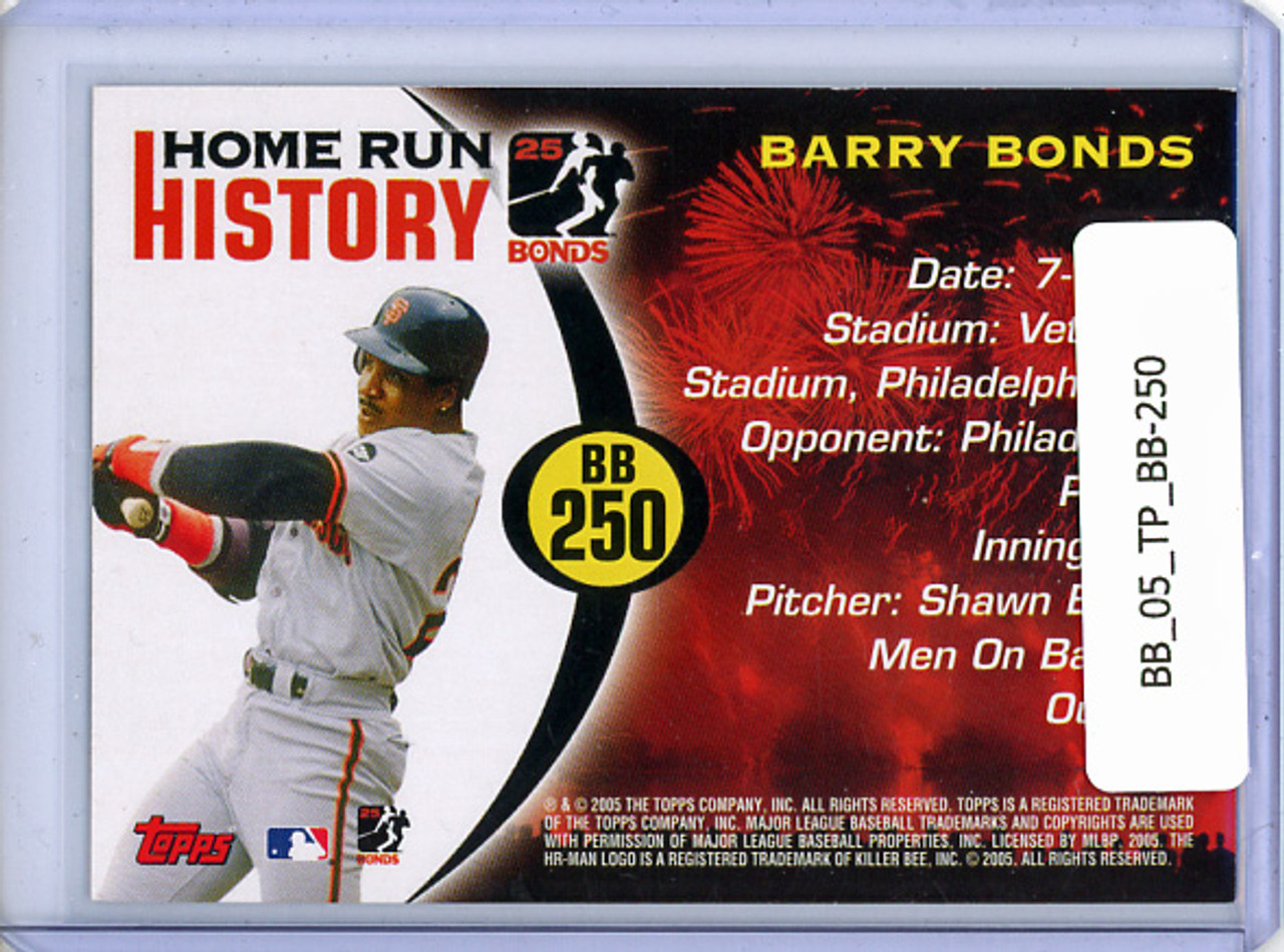 Barry Bonds 2005 Topps, Home Run History #BB250 HR 250