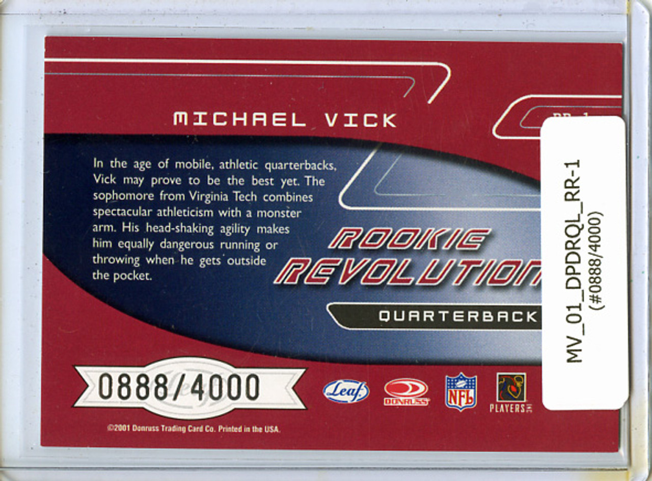 Michael Vick 2001 Quantum Leaf, Rookie Revolution #RR-1 (#0888/4000)