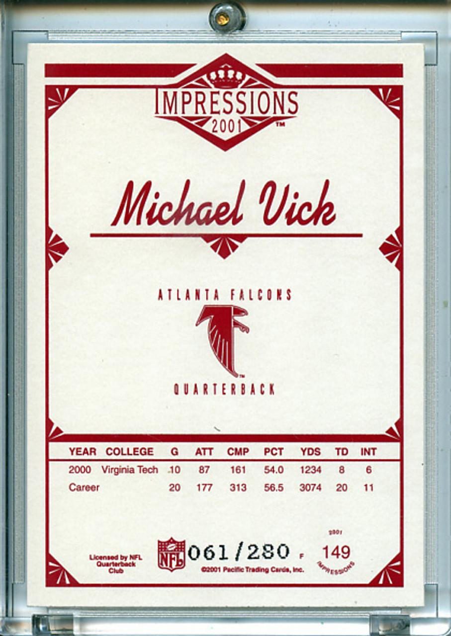Michael Vick 2001 Pacific Impressions #149 Hobby Red Backs (#061/280)