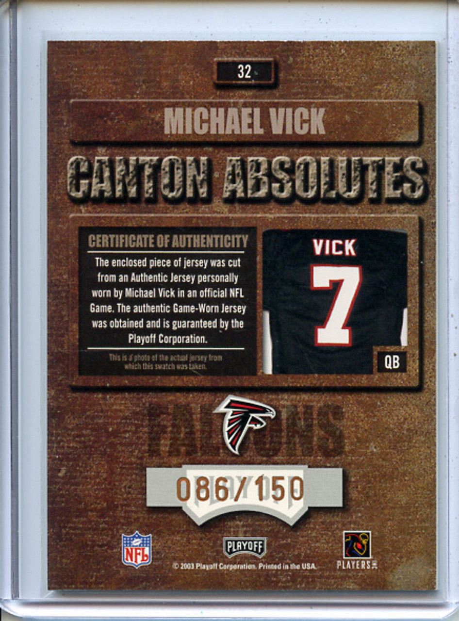 Michael Vick 2003 Playoff Absolute, Canton Absolutes Jersey #32 (#086/150)