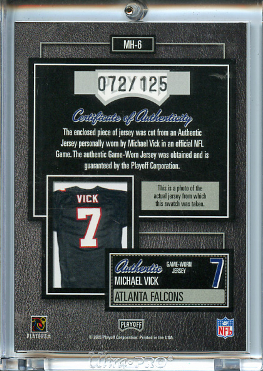 Michael Vick 2003 Playoff Hogg Heaven, Material Hoggs #MH-6 Silver (#072/125)