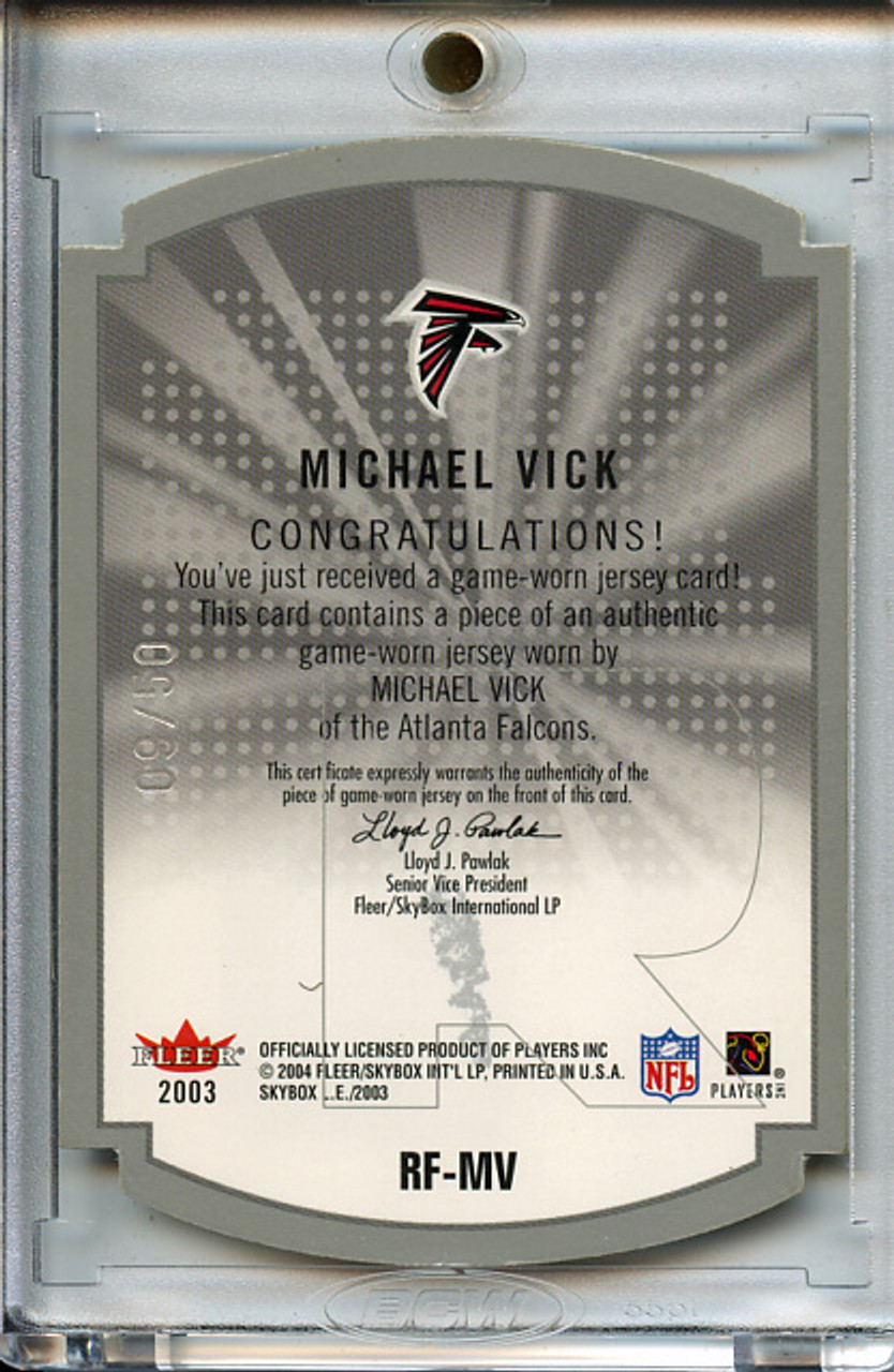 Michael Vick 2003 Skybox Limited Edition, Rare Form Jerseys #RF-MV Silver Proofs (#09/50)