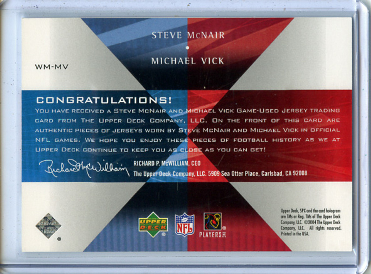 Michael Vick, Steve McNair 2004 SPx, Winnings Materials #WM-MV (1)