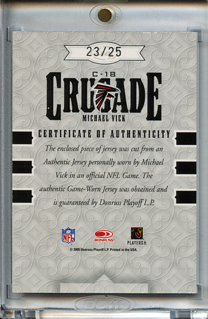 Michael Vick 2005 Leaf Rookies & Stars, Crusade Materials #C-18 Prime (#23/25)