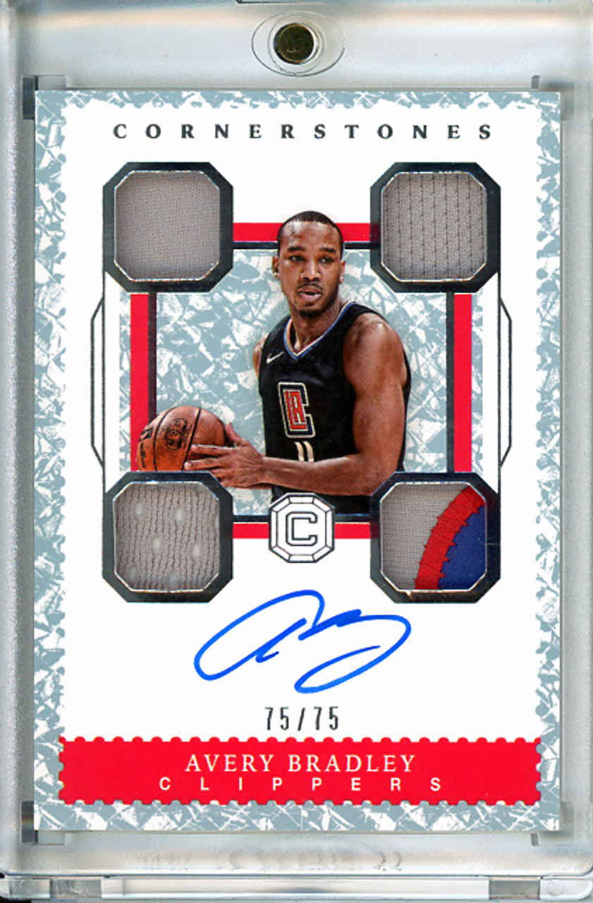 Avery Bradley 2017-18 Cornerstones, Quad Relic Autographs #C-ABL Crystal (#75/75)