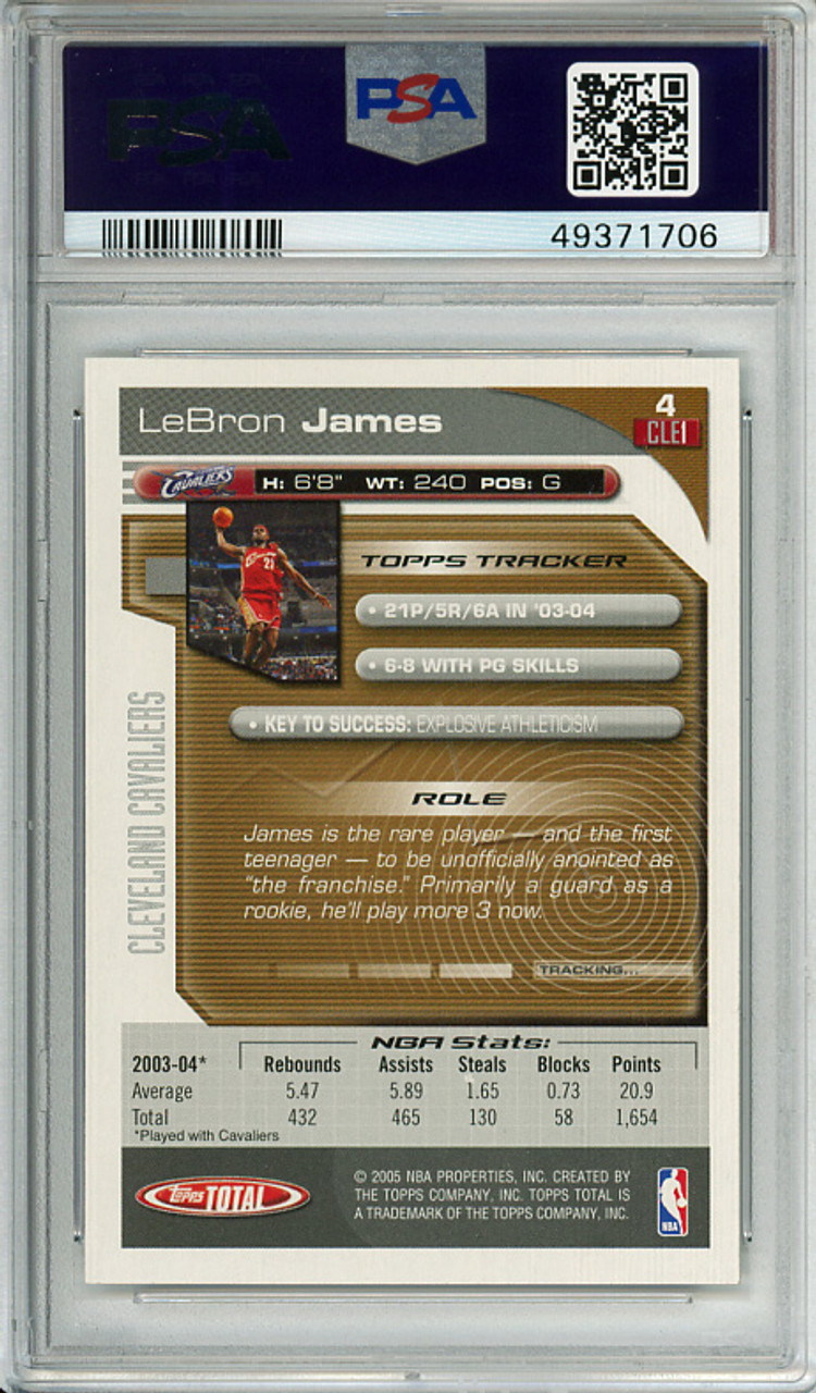 LeBron James 2004-05 Total #4 PSA 10 Gem Mint (#49371706)
