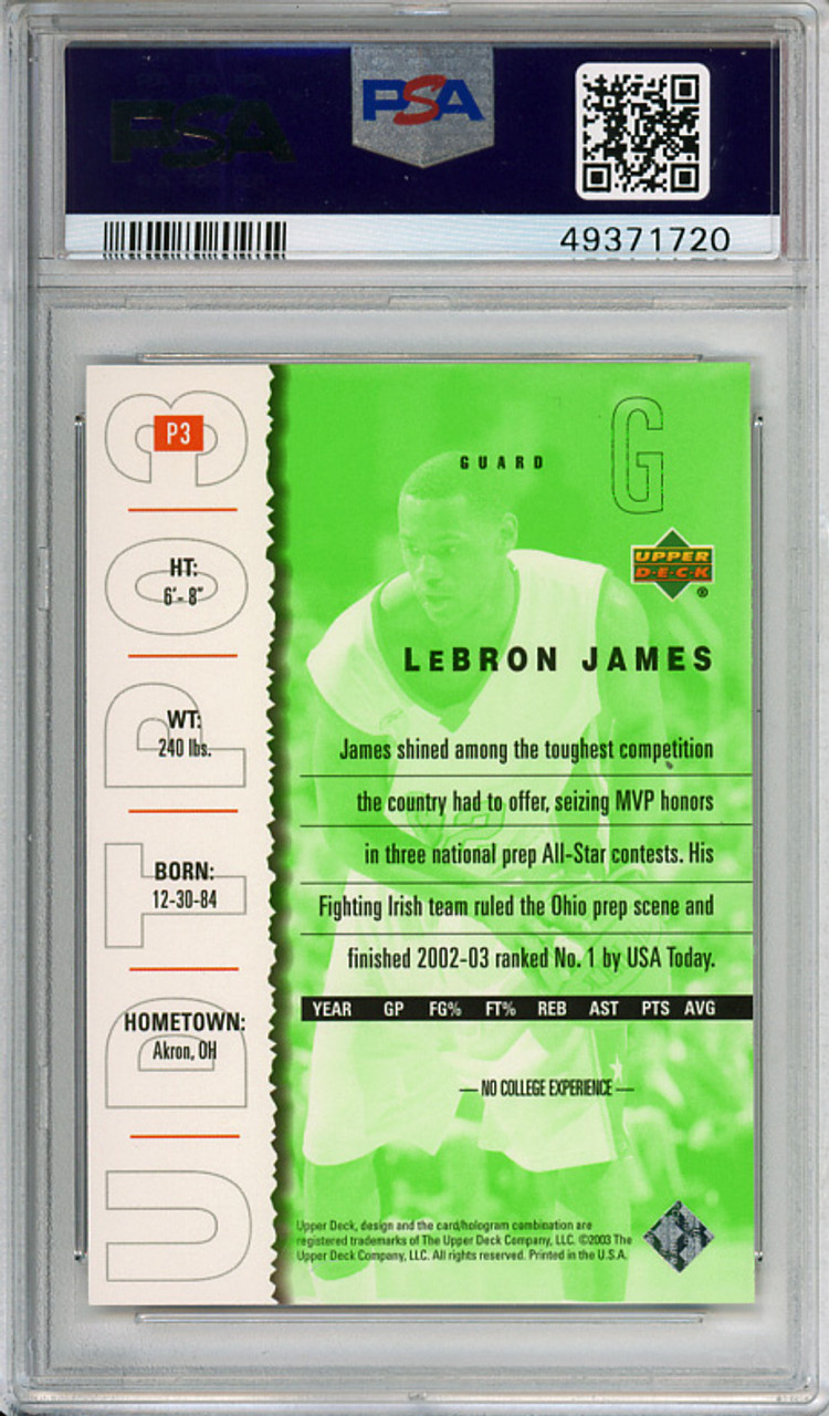 LeBron James 2003-04 Top Prospects, Promos #P3 PSA 10 Gem Mint (#49371720)