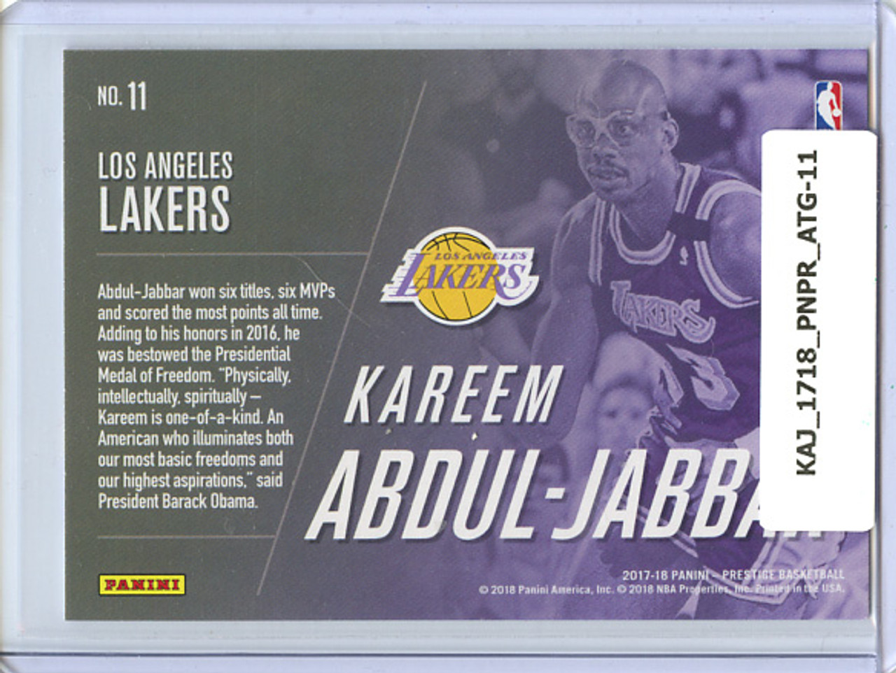 Kareem Abdul-Jabbar 2017-18 Prestige, All-Time Greats #11