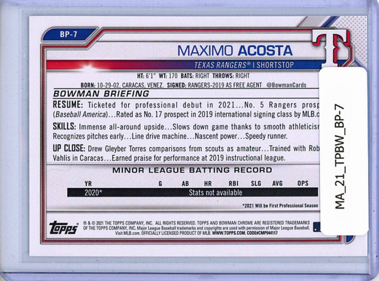 Maximo Acosta 2021 Bowman Prospects #BP-7