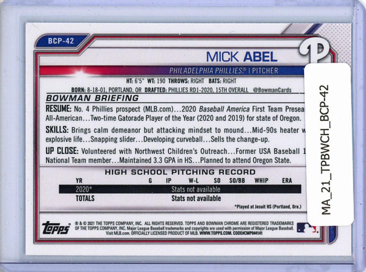 Mick Abel 2021 Bowman Chrome Prospects #BCP-42