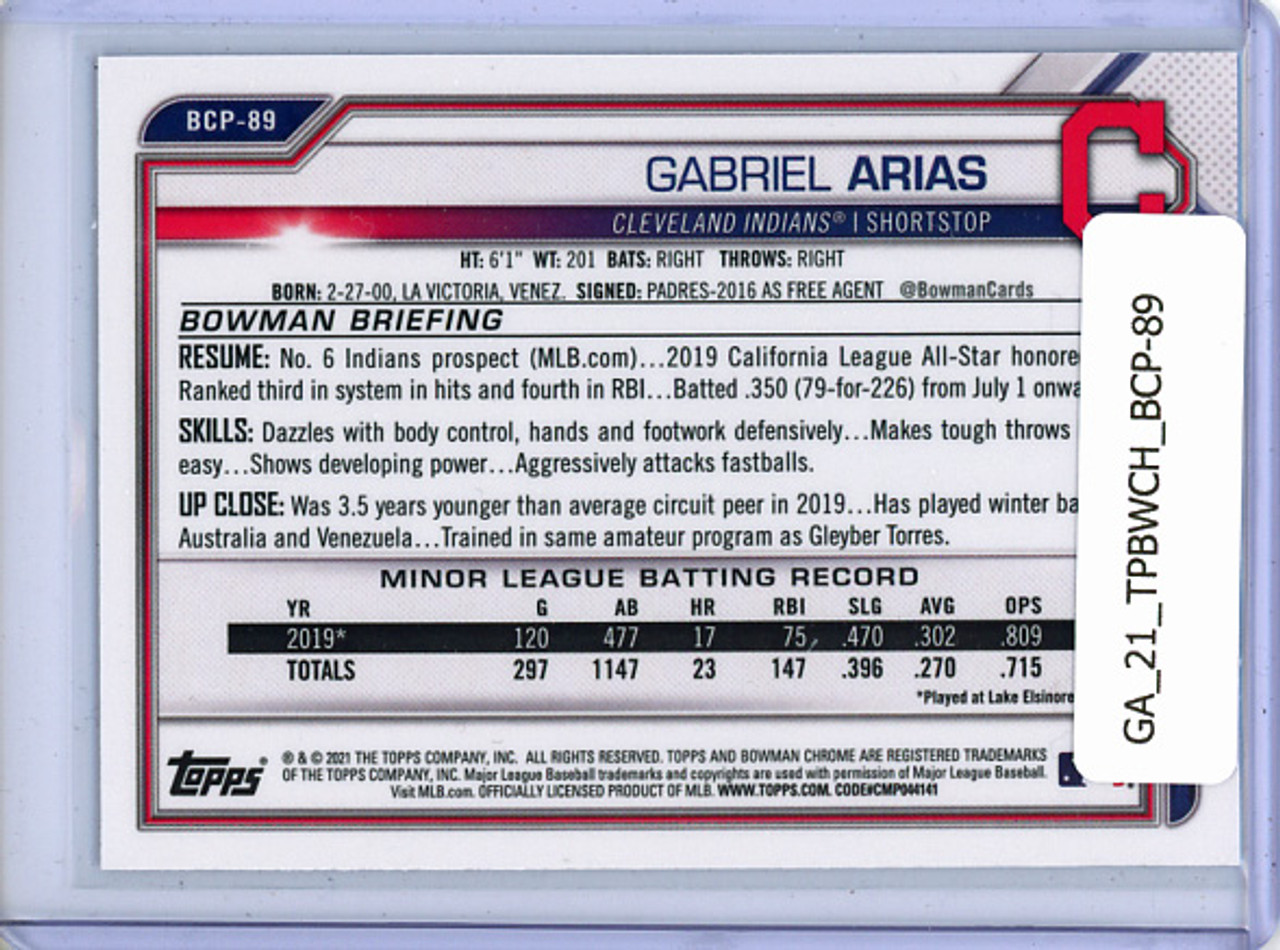 Gabriel Arias 2021 Bowman Chrome Prospects #BCP-89